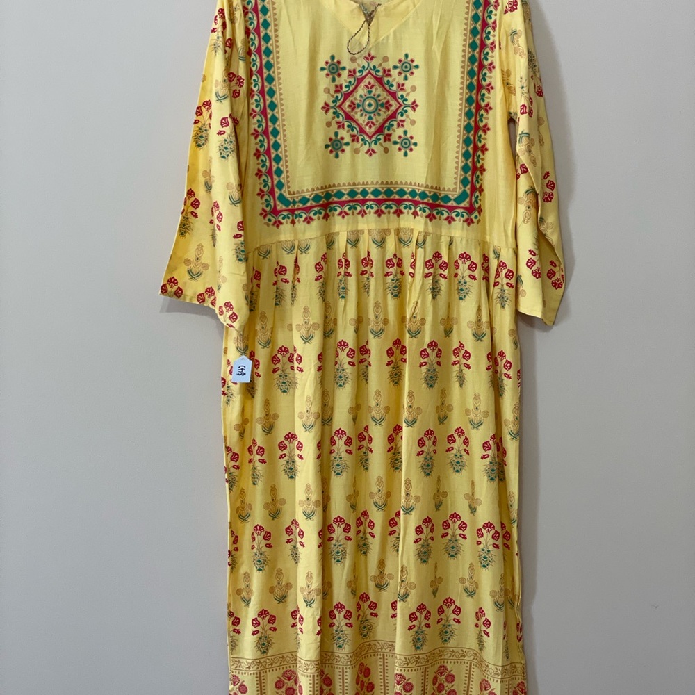 Yellow Floral Maxi midi dress